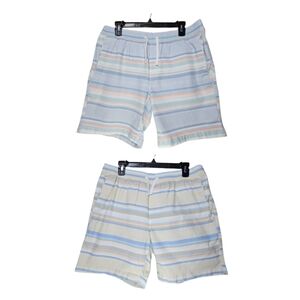 Bundle of 2 George Men's SIZE M Retro Preppy Striped Pull-On Shorts Blue Yellow